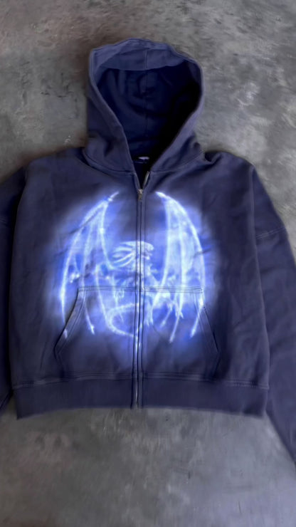 Airbrush Dragon Cropped Zip-Up